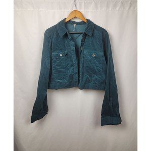 Free People Corduroy Hunter Green Cropped 2 Pockets Size 12 Academia Bookish